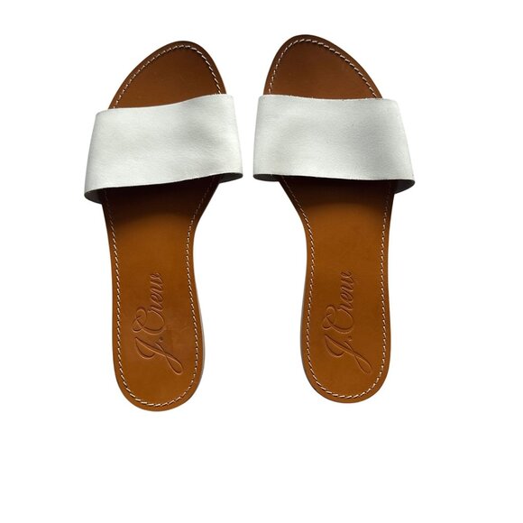 J.Crew Womens White Leather Slide Sandals Size 10 Made In Italy - Picture 1 of 4